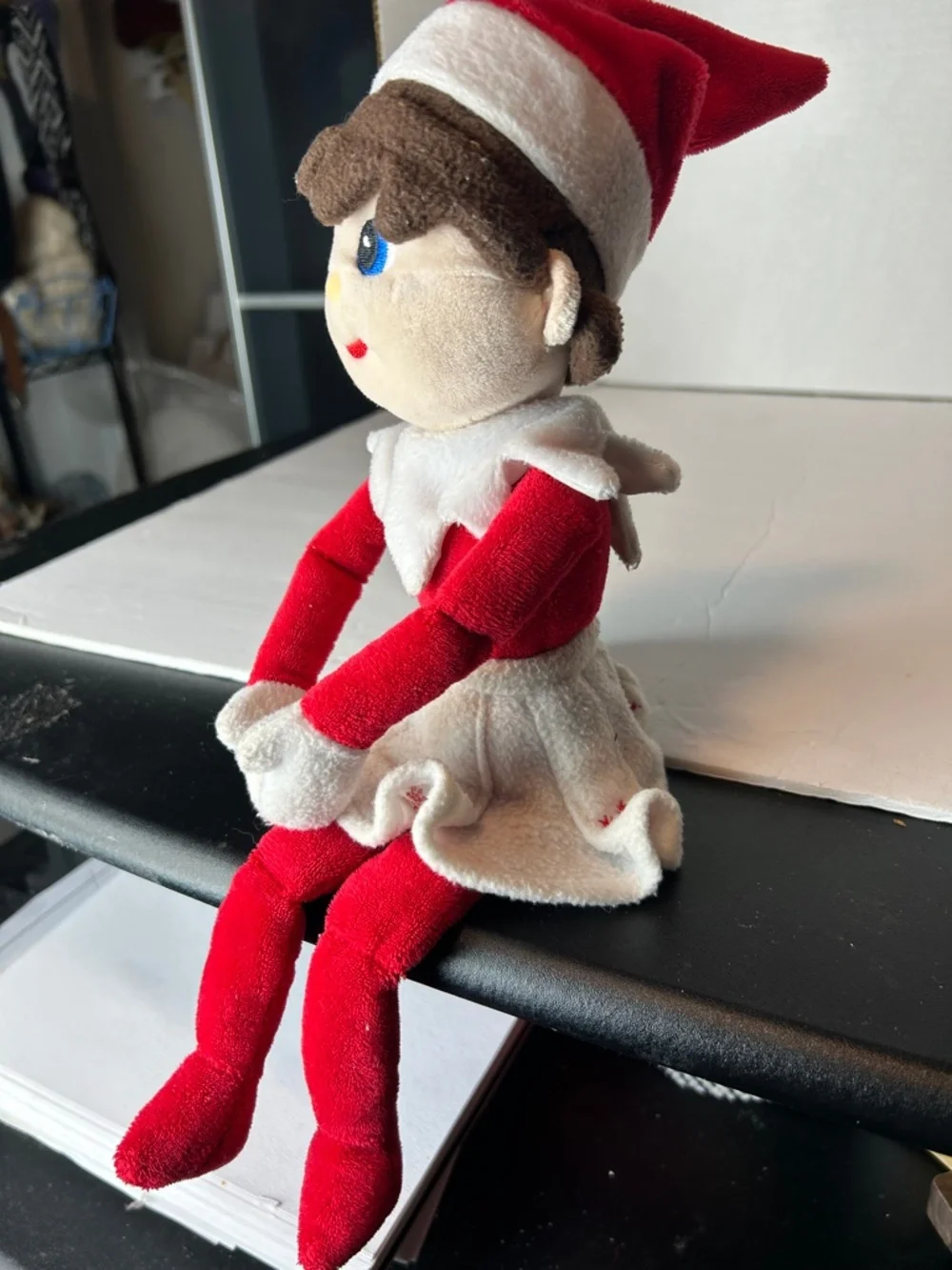 Girl ELF Shelf Sitter Plush Stuff Toy Christmas Holiday Doll Decor Embroidered